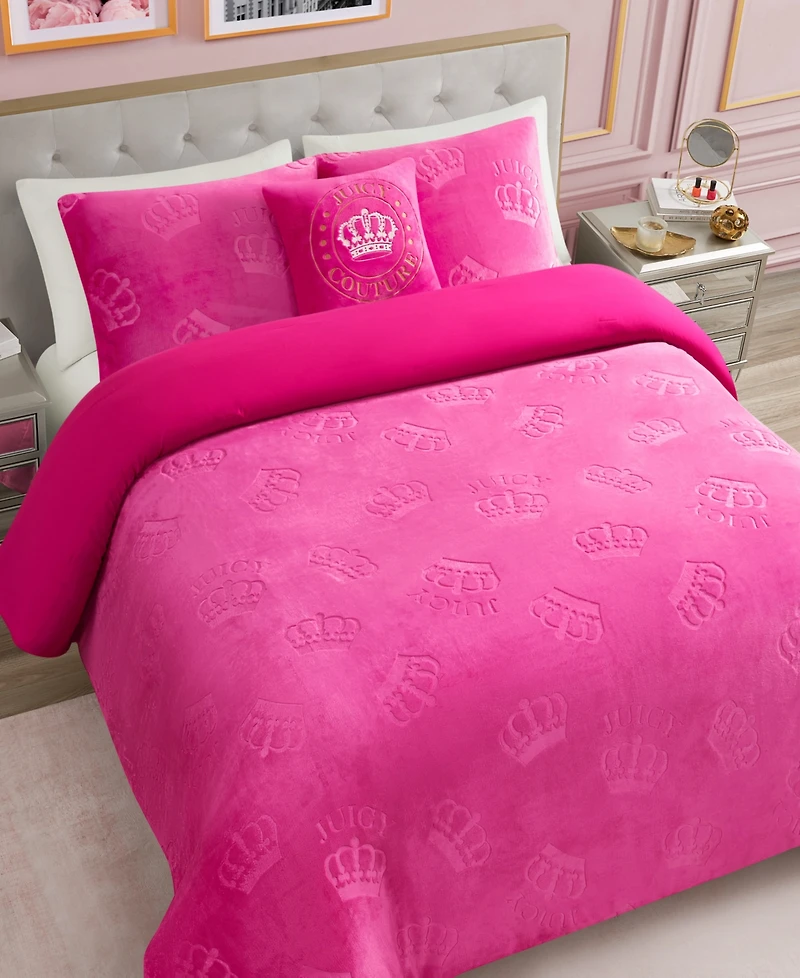Juicy Couture Plush Reversible Embossed Crown 4-Pc. Comforter Set