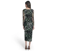 Vince Camuto Women's Printed Long-Sleeve Dress