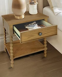 Madison Park Signature 24" Solid Wood Frame Camel Oak Finish Nightstand