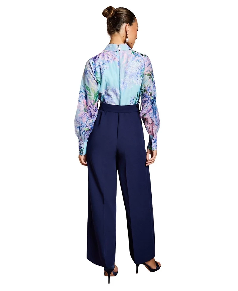 Coast Women's Collared Wide Leg Belted Jumpsuit