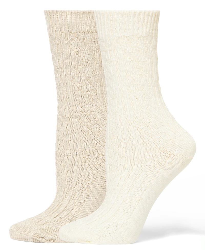 Hue Women's 2-Pack Knit Diamond Crew Socks