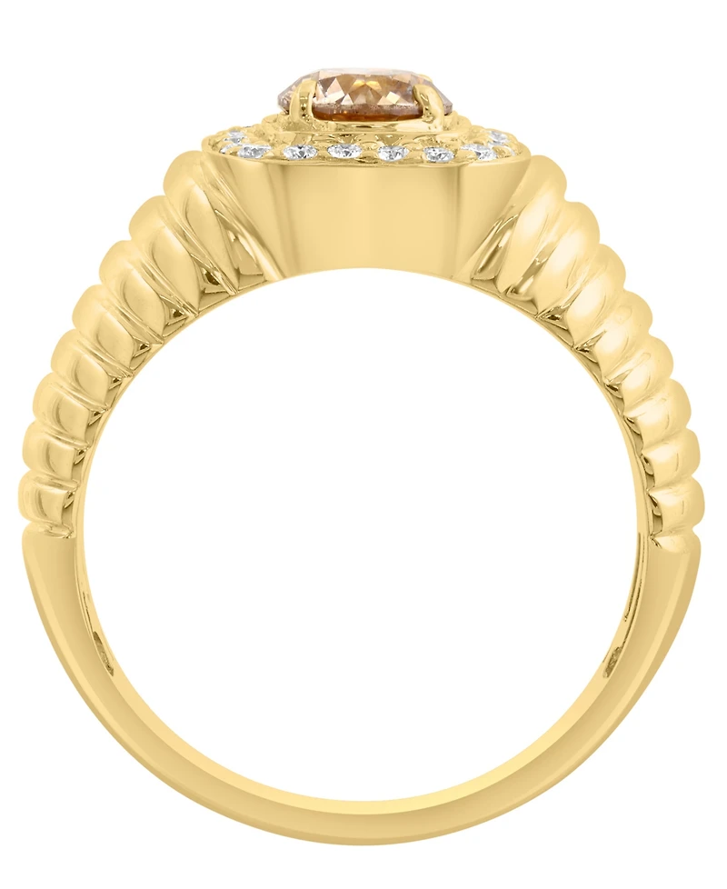 Effy Collection Men's Lab Grown Brown and White Diamond (1-1/4 ct. t.w.) in 14k Yellow Gold