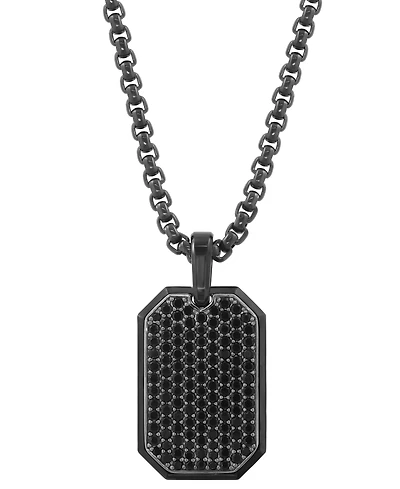 Effy Collection Men's Black Spinel Pendant Necklace (1-7/8 ct. t.w.) in Silver and Titanium