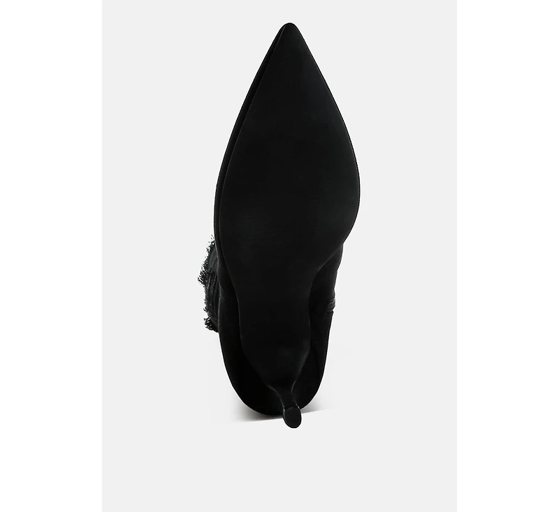 Himkok Distressed Denim Mid-Calf Boots