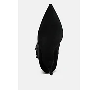 Himkok Distressed Denim Mid-Calf Boots