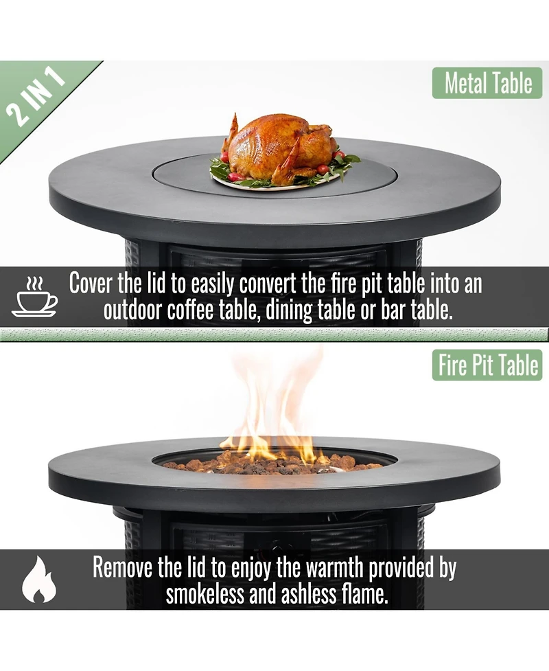30inch Propane Round Fire Table 40000BTU Propane Fire Pit Table