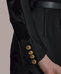 Donna Karan New York Petite Embossed Boat Neck Velvet Dress