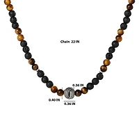 Lucky Brand Men s Lava Rock & Tiger Eye Beaded Necklace, 22''