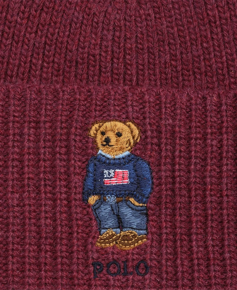 Polo Ralph Lauren Men's Solid Flag Bear Beanie Hat