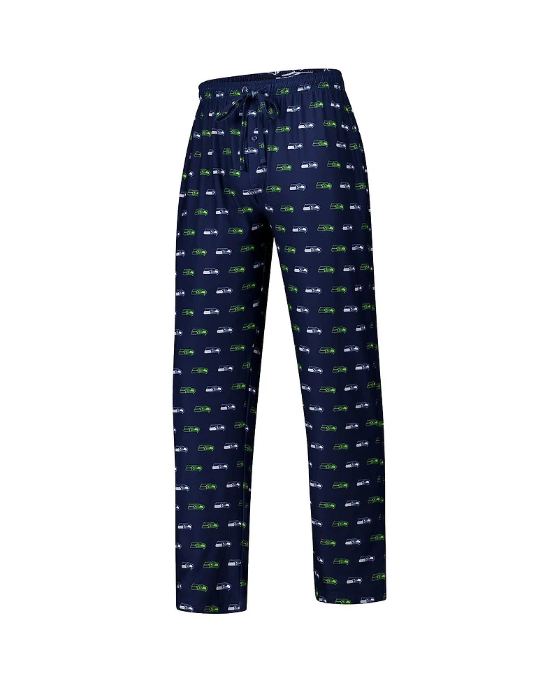 Concepts Sport Men's College Navy Seattle Seahawks Record Allover Print Knit Pants