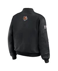 Wear by Erin Andrews Women's Black Cincinnati Bengals Patch Full-Zip Bomber Jacket