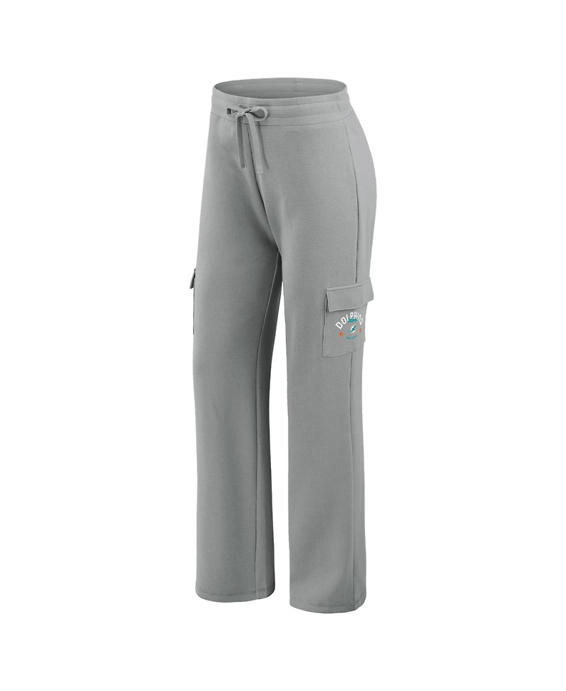 Wear by Erin Andrews Women's 2-Piece Gray Miami Dolphins Waffle-Knit Long-Sleeve Hoodie and Lounge Pant Set