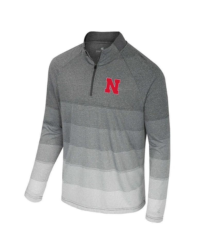 Colosseum Men's Gray Nebraska Huskers Ai Striped Mesh Quarter-Zip Raglan Windshirt Jacket