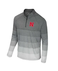 Colosseum Men's Gray Nebraska Huskers Ai Striped Mesh Quarter-Zip Raglan Windshirt Jacket