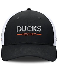 Fanatics Men's Black/White Anaheim Ducks Authentic Pro Rink Lockup Adjustable Trucker Hat