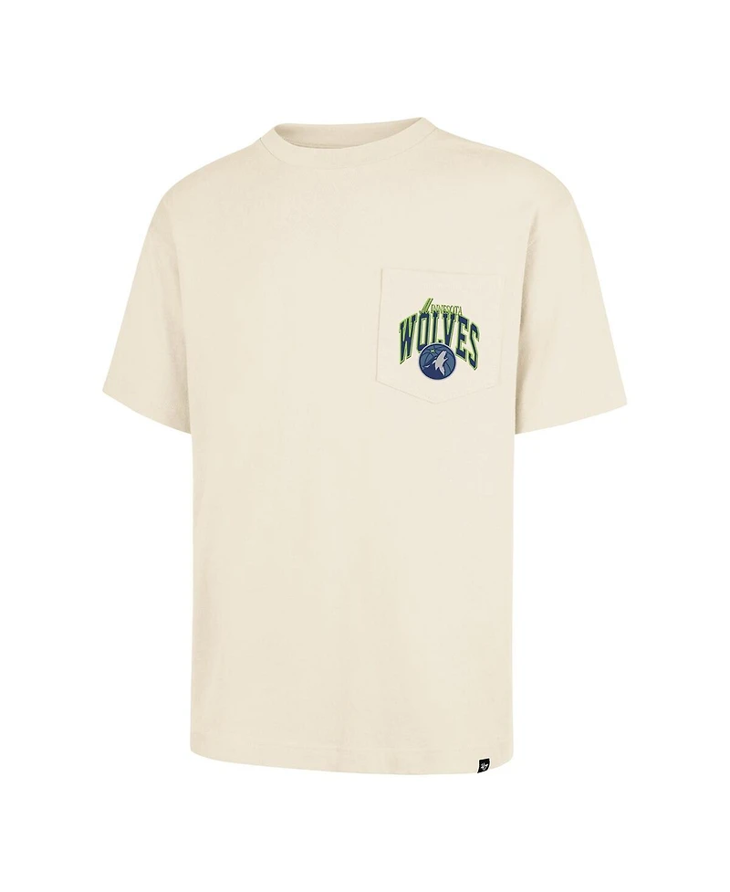 '47 Brand Men's and Women's Cream Minnesota Timberwolves Crossover Collection Foundation Pocket T-Shirt