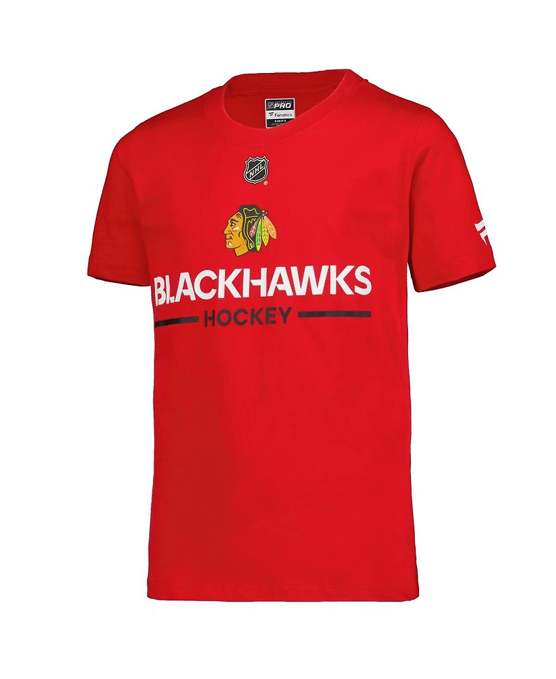 Big Boys and Girls Fanatics Red Chicago Blackhawks Authentic Pro Wordmark T-Shirt