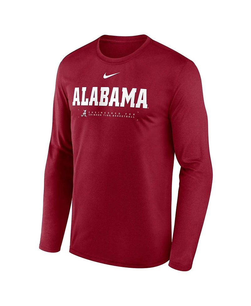 Nike Men's Crimson Alabama Tide 2025 Courtside Basketball Shootaround Legend Dri-fit Long Sleeve T-Shirt