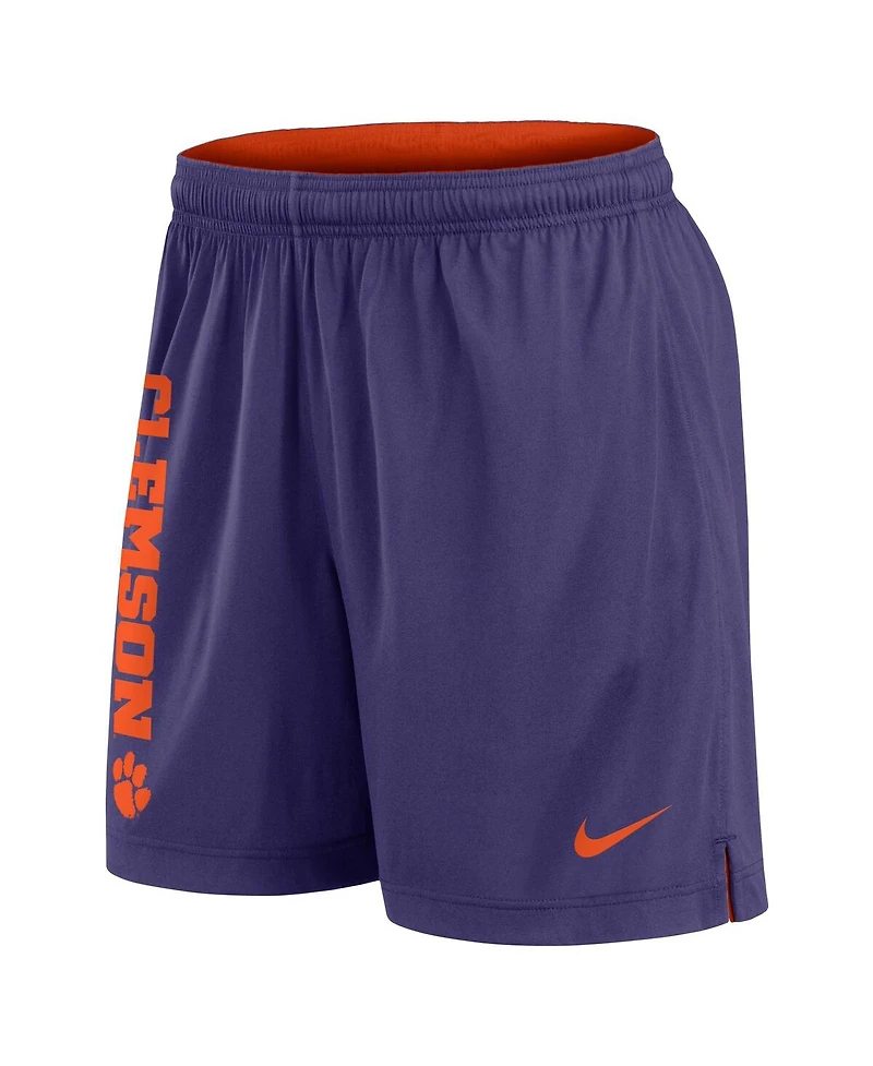 Nike Men's Orange/Purple Clemson Tigers Courtside Standard Issue Dri-fit Reversible Shorts