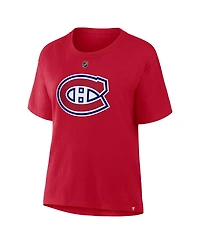 Fanatics Women's Cole Caufield Red Montreal Canadiens Authentic Stack Name Number T-Shirt