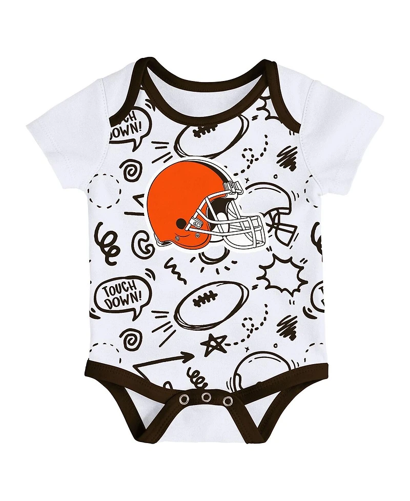 Outerstuff Baby Boys and Girls 3-Piece Cleveland Browns All Day Play Bodysuit Set
