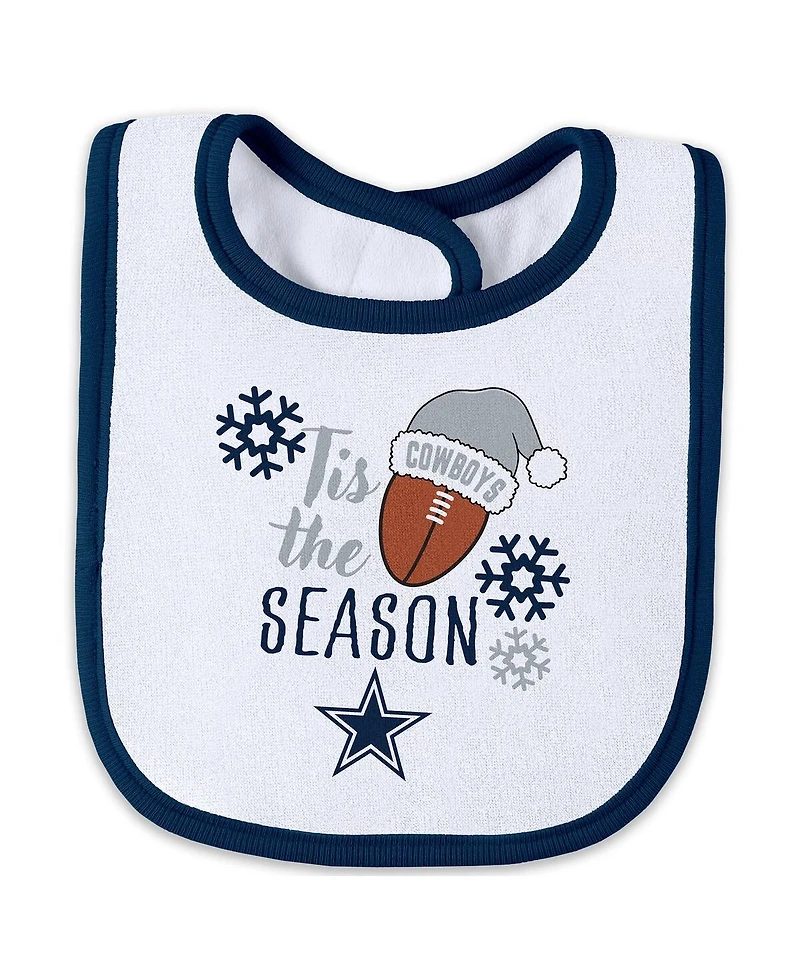 Wear by Erin Andrews Baby Boys and Girls Newborn 2-Piece Dallas Cowboys Holiday Full-Zip Sleeper Bib Set
