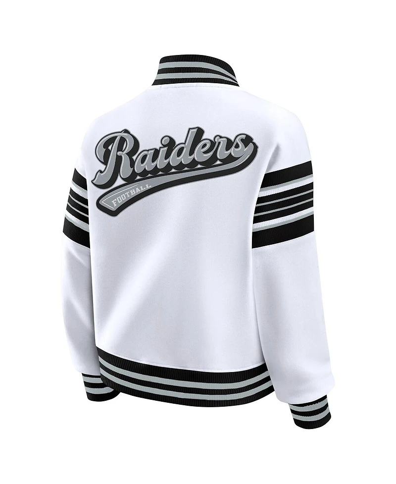 Wear by Erin Andrews Women's White Las Vegas Raiders Plus Full-Snap Fleece Sweatshirt Jacket