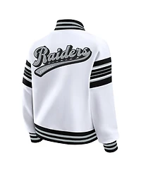 Wear by Erin Andrews Women's White Las Vegas Raiders Plus Full-Snap Fleece Sweatshirt Jacket