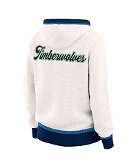 Wear by Erin Andrews Women's Cream Minnesota Timberwolves Plus Hoodie Sweater