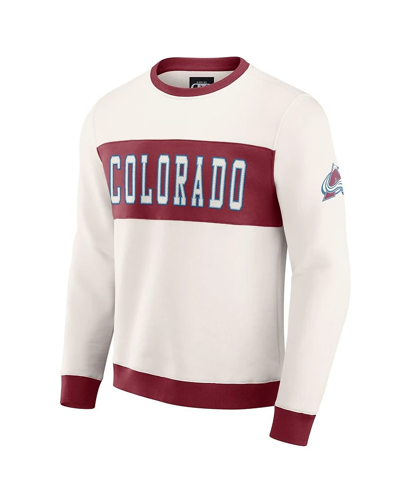 Darius Rucker Collection by Fanatics Men's Cream Colorado Avalanche Color Block Pullover Sweatshirt