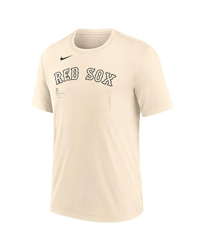 Nike Men's Natural Boston Red Sox Wordmark Tri-Blend T-Shirt