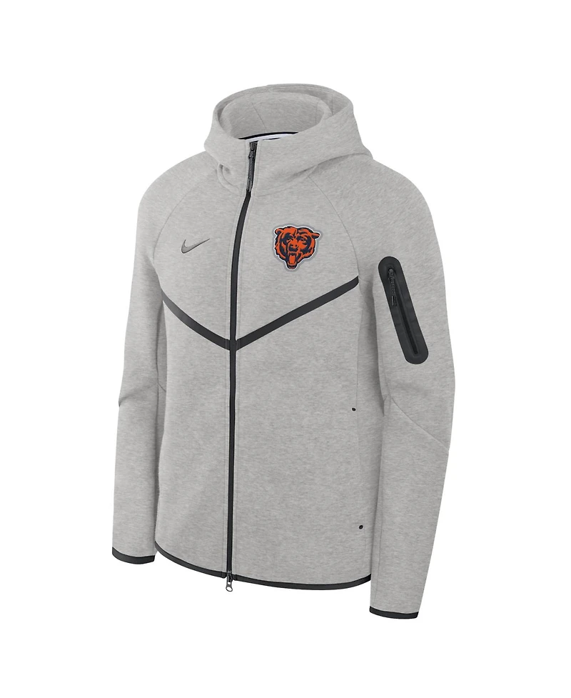 Nike Men's Heather Gray Chicago Bears Tech Fleece Full-Zip Windrunner Hoodie