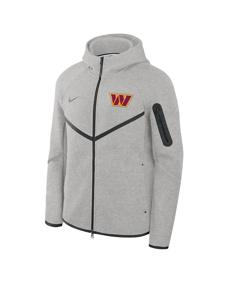 Nike Men's Heather Gray Washington Commanders Tech Fleece Full-Zip Windrunner Hoodie