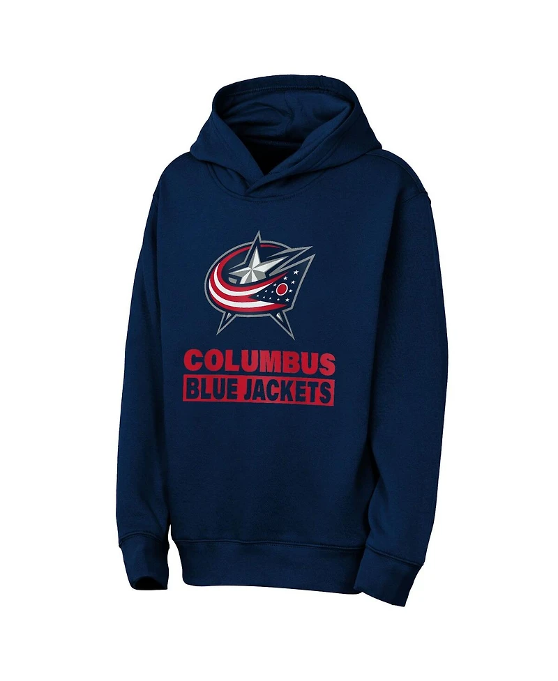 Outerstuff Big Boys and Girls Navy Columbus Blue Jackets Back to Basics Hoodie