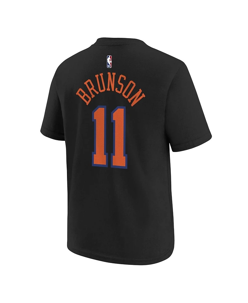 Jordan Big Boys and Girls Jalen Brunson Black New York Knicks Name Number T-Shirt
