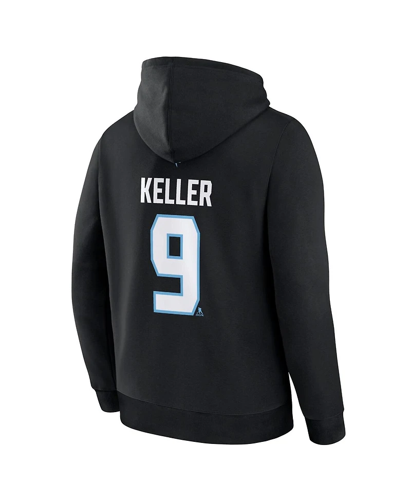 Fanatics Men's Clayton Keller Black Utah Mammoth Authentic Stack Name Number Hoodie