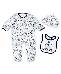 Wear by Erin Andrews Baby Boys and Girls 2-Piece Seattle Kraken Sleep Play Sleeper Set with Bib