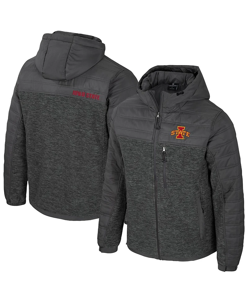 Colosseum Men's Charcoal Iowa State Cyclones Nightman Full-Zip Hoodie Puffer Jacket