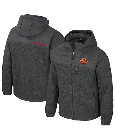 Colosseum Men's Charcoal Iowa State Cyclones Nightman Full-Zip Hoodie Puffer Jacket