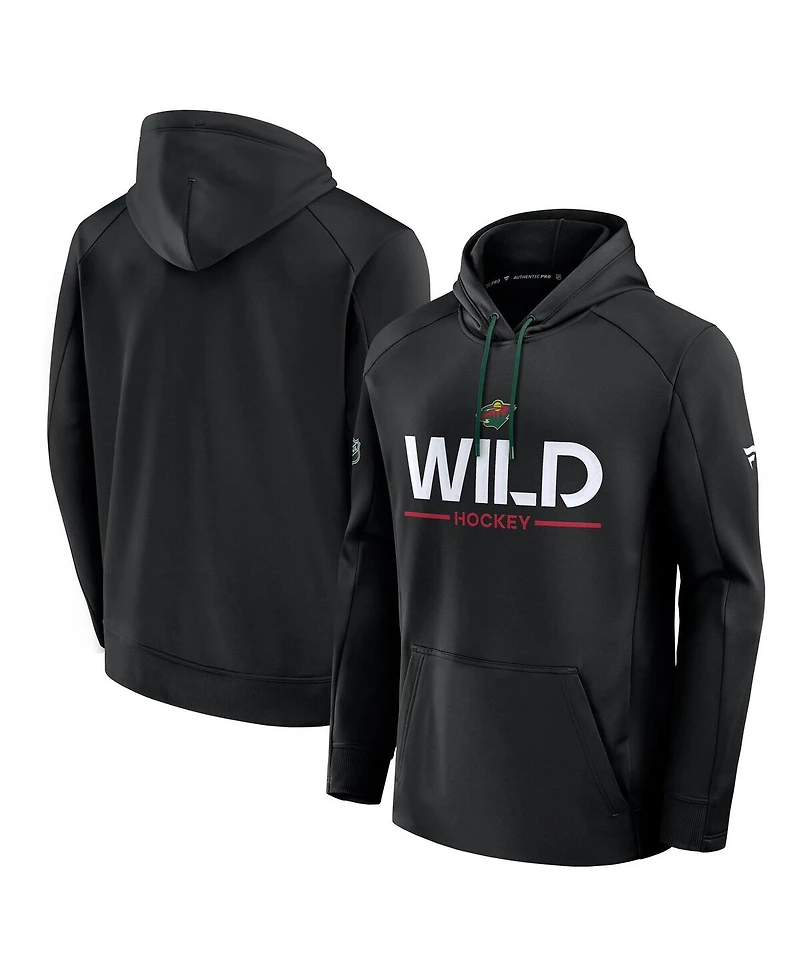 Fanatics Men's Black Minnesota Wild Authentic Pro Rink Hoodie