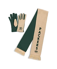 Wear by Erin Andrews Women's Green Bay Packers Tonal Microcheck Scarf Glove Set