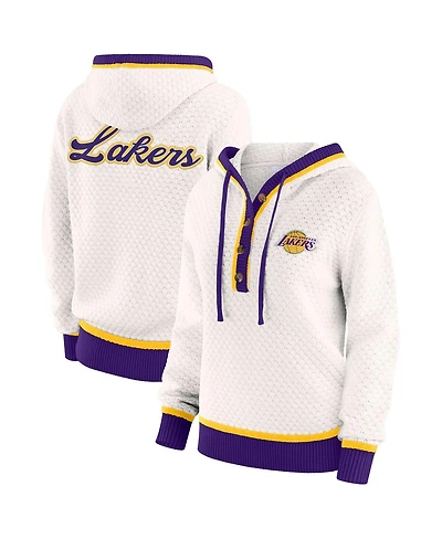 Wear by Erin Andrews Women's Cream Los Angeles Lakers Plus Hoodie Sweater