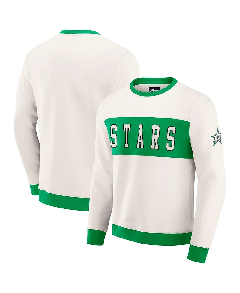 Darius Rucker Collection by Fanatics Men's Cream Dallas Stars Color Block Pullover Sweatshirt