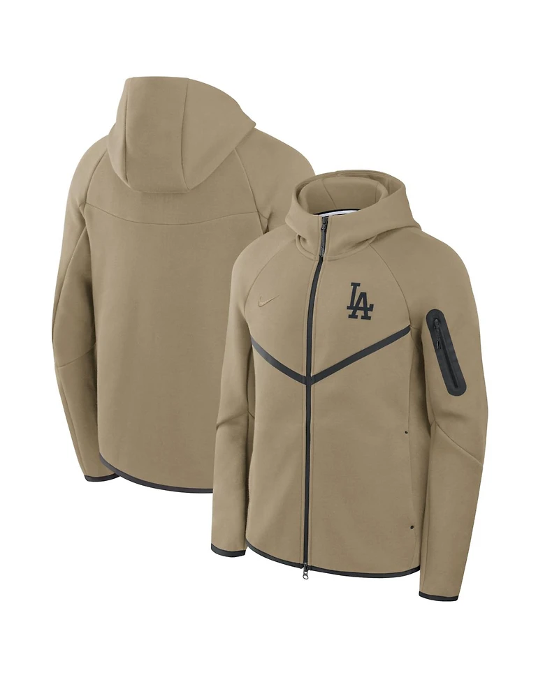 Nike Men's Tan Los Angeles Dodgers Tech Fleece Windrunner Full-Zip Hoodie Jacket