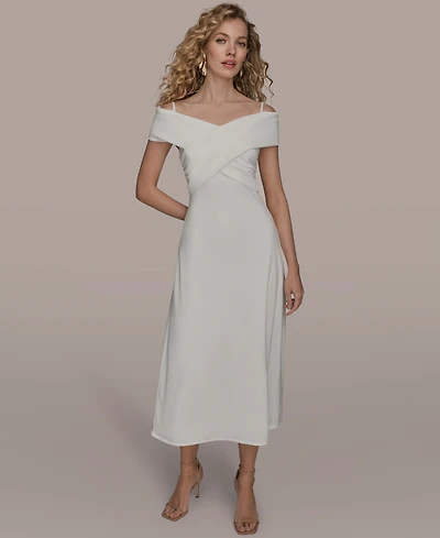 Donna Karan New York Women's Criss-Cross Off-Shoulder Dress