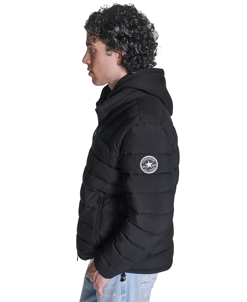 Converse Men's Lightweight Hooded Bib Puffer Jacket