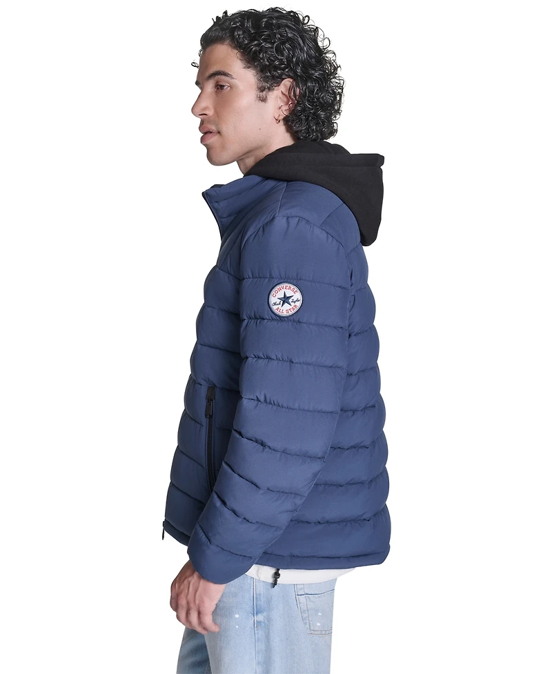 Converse Men's Lightweight Hooded Bib Puffer Jacket