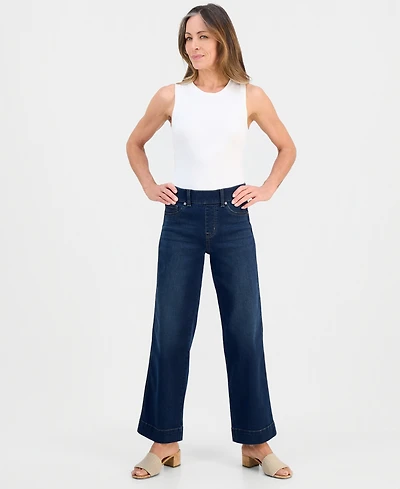 Style & Co Petite Pull-On Shaping High-Rise Wide-Leg Jeans, Macy's Exclusive