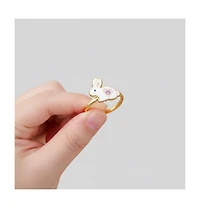 GiGiGirl 14k Gold Plated with pink & white Bunny Rabbit Adjustable Ring