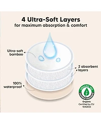 KeaBabies 8pk Organic Nursing Pads, Washable Breast Pads + Wash Bag, Reusable Nipple